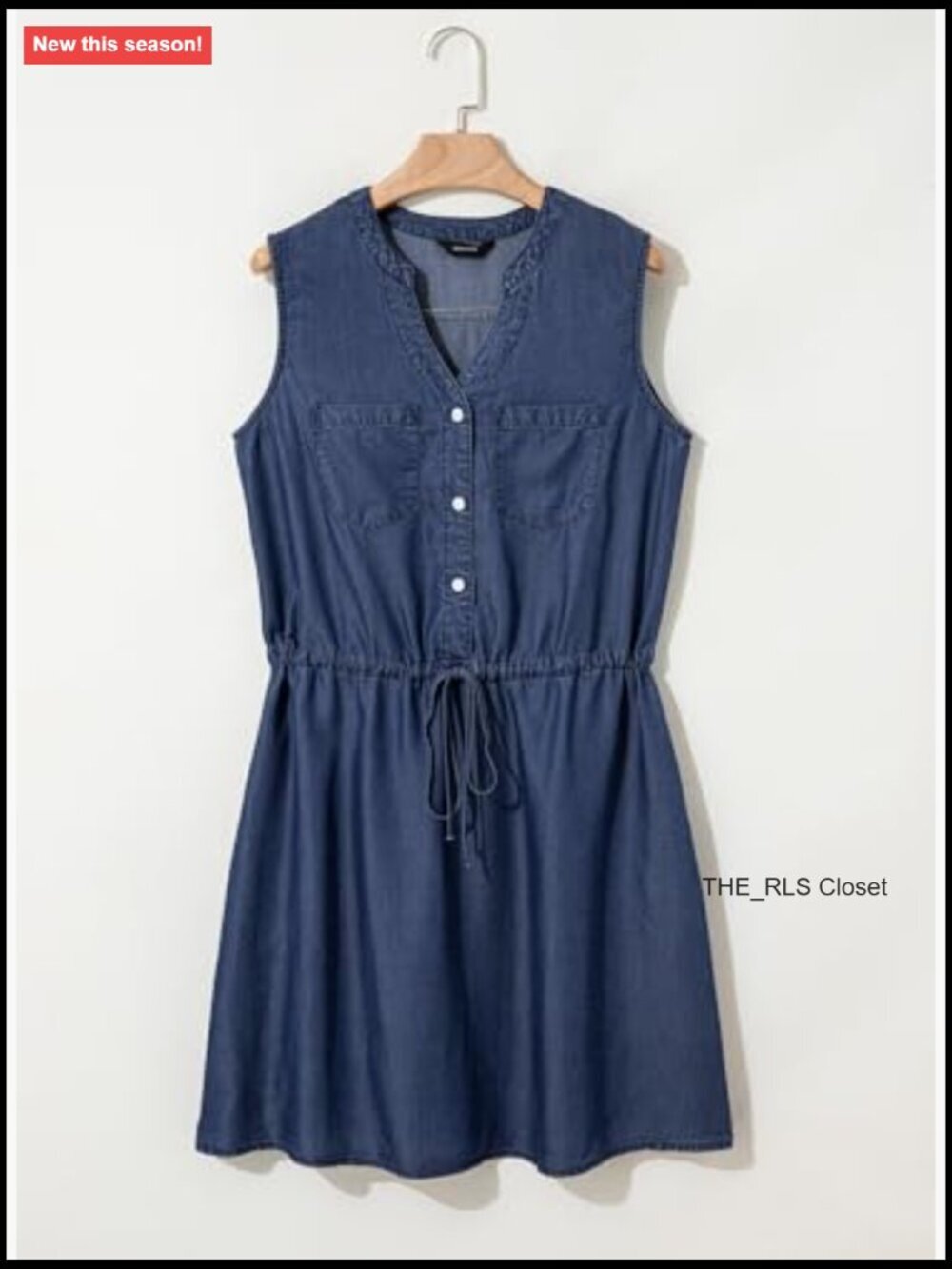 Lightweight Lyocell V-Neck Sleeveless Button Down Casual Jean Dress - Picture 5 of 7